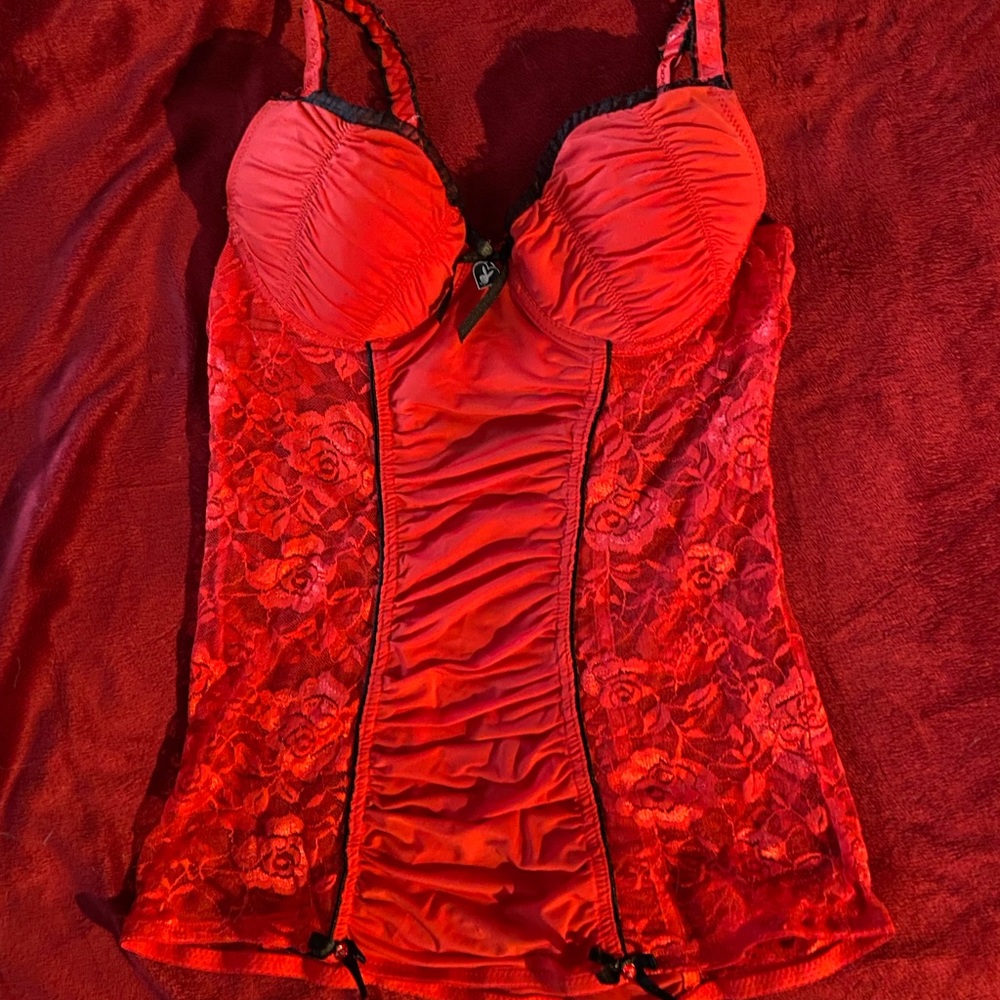 PLAYBOY RED LACE TOP